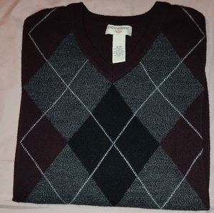Men's Dockers Argyle V-Neck Sweater Pullover Soft Stylish Acrylic Mauve Medium